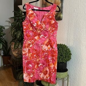 London times pink floral midi dress petite size 14